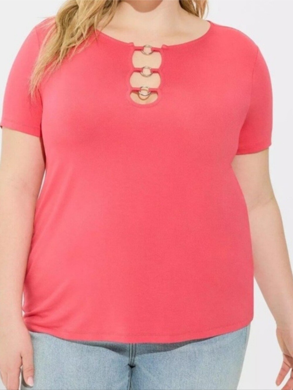 Torrid Super Soft O Ring Fitted Tee Size 2 Pink Short Sleeve NWT Plus Size